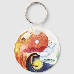Taijitu illustrating polarity keychain