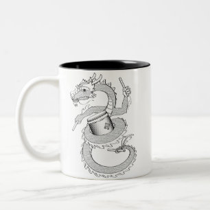 Taiko Dragon in Black & White Two-Tone Coffee Mug