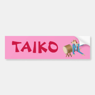 Taiko Drum Cartoon Dog Taiko Drummer Bumper Sticker