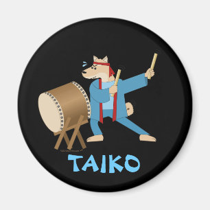 Taiko Drum Cartoon Dog Taiko Drummer Magnet