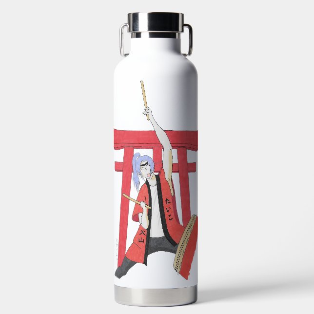 Taiko Drummer Akiko Water Bottle (Front)