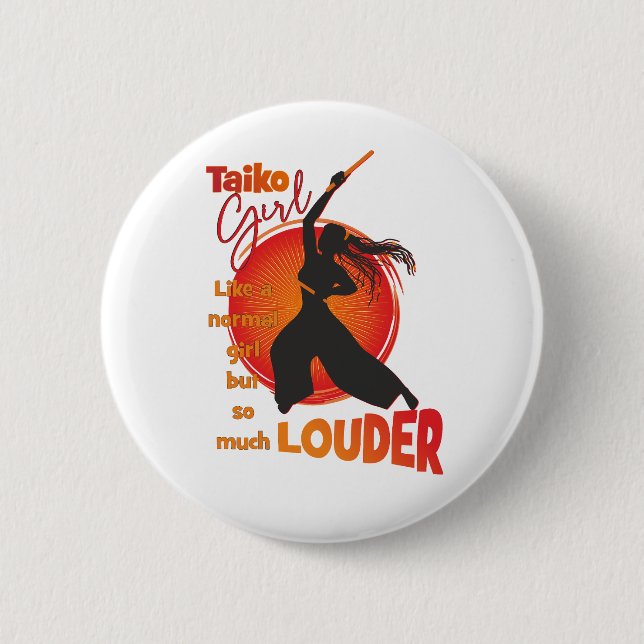 TaikoGirl Loud (dreadlocks) 2 Inch Round Button (Front)