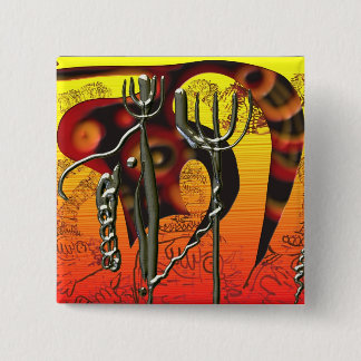 Tail and tridents 2 inch square button