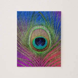 Tail feather of a peacock jigsaw puzzle