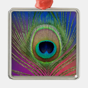 Tail feather of a peacock metal ornament