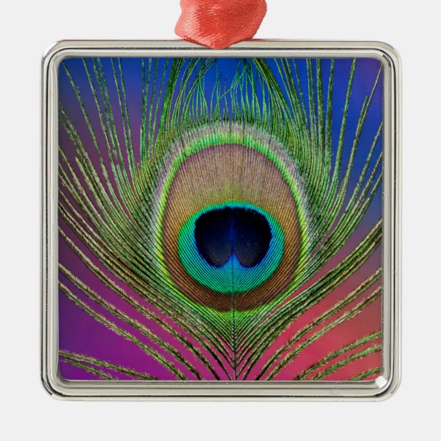 Tail feather of a peacock metal ornament (Front)