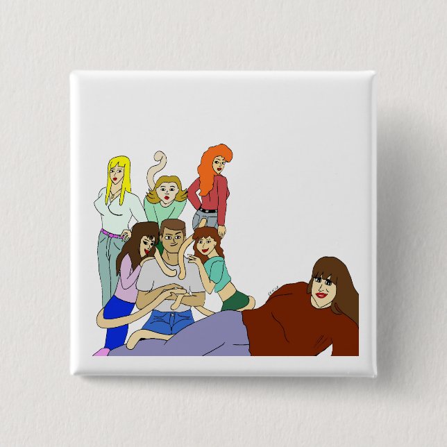 Tail harem  2 inch square button (Front)