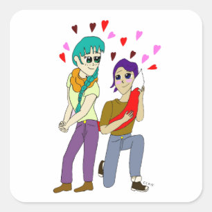 tail love square sticker