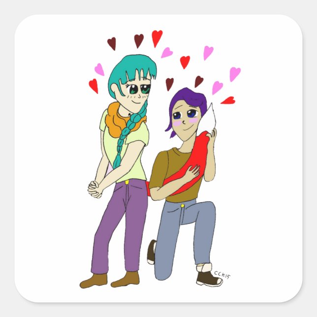 tail love     square sticker (Front)