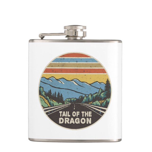 Tail Of The Dragon Mountains Hip Flask (Front)