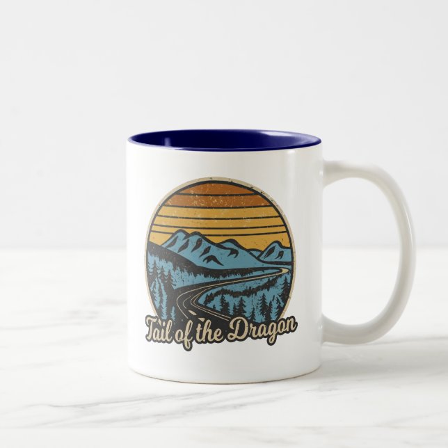 Tail Of The Dragon Retro Two-Tone Coffee Mug (Right)