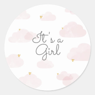 Tail seal it's a girl pink cloud round sticker