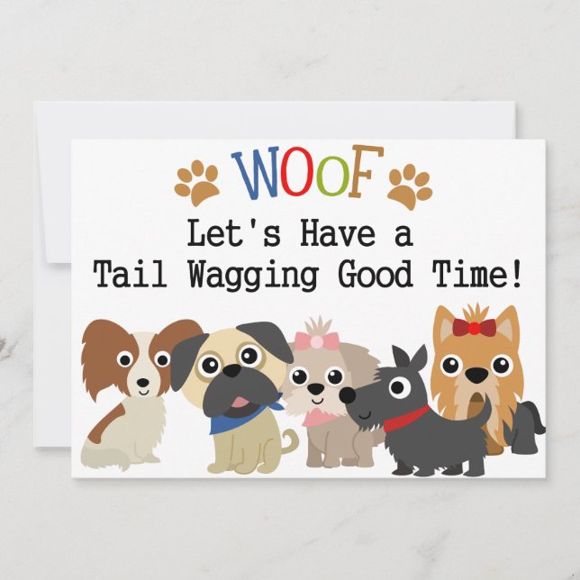 Tail Wagging Dog Birthday Invitation (Front)