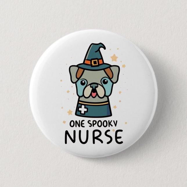 Tail-Wagging Fun for Halloween One Spooky Nurse Do 2 Inch Round Button (Front)
