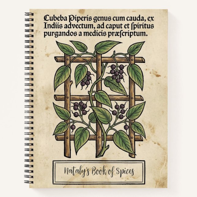 Tailed Pepper: Medieval Cubeb Botanical Notebook (Front)