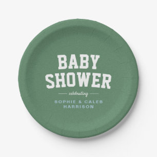 Tailgate baby shower fun blue football theme paper plate