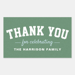 Tailgate baby shower sporty blue thank you sticker