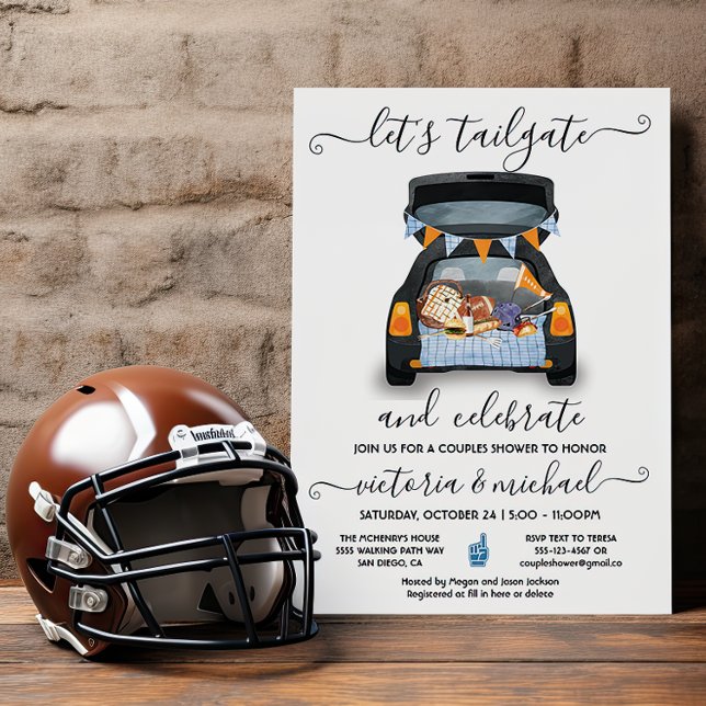Tailgate Car Football Game BBQ Beer Couples Shower Invitation (Creator Uploaded)