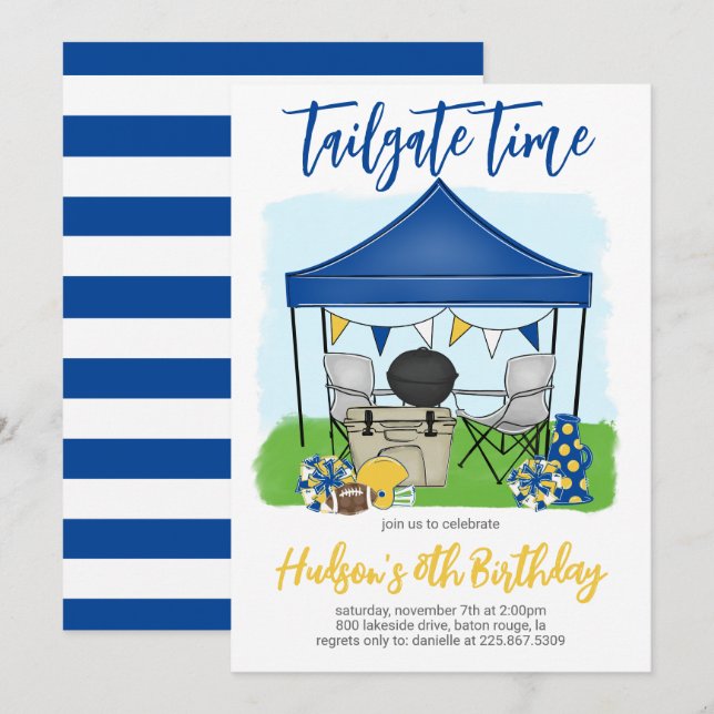 Tailgate Heure Football Anniversaire Invitation (Devant / Derrière)
