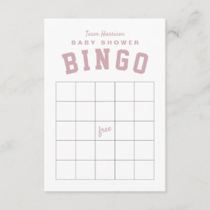 Tailgate theme pink baby shower BINGO card