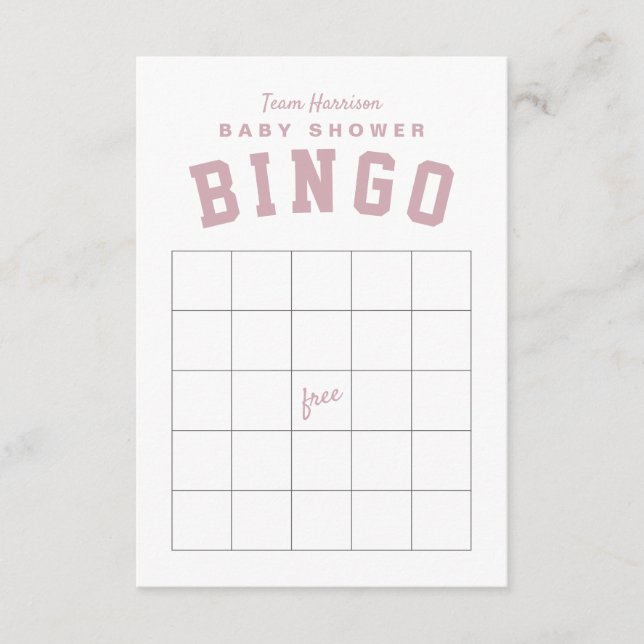 Tailgate theme pink baby shower BINGO card (Front)