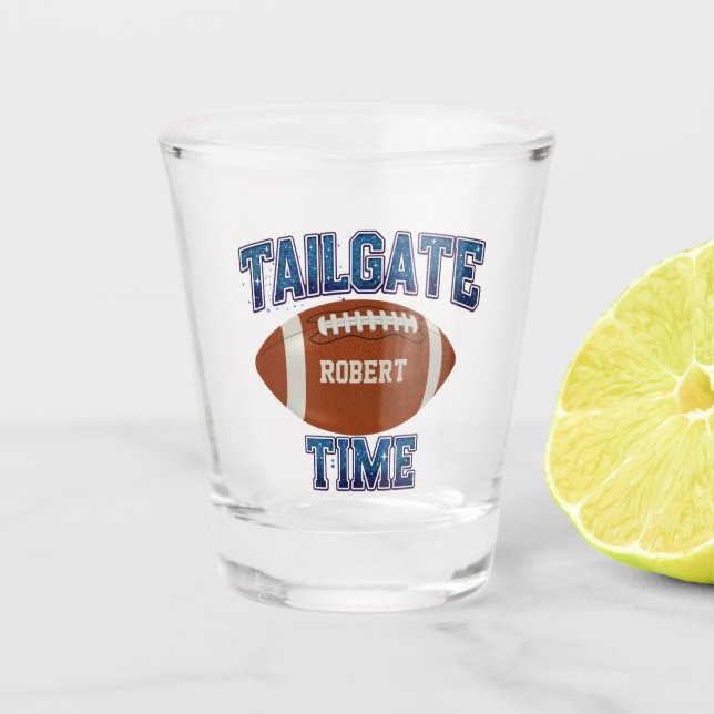 Tailgate Time Blue Custom Shot Glass (Front)