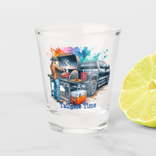 Tailgate Time Cowboy Cooking on BBQ Pit Custom Shot Glass