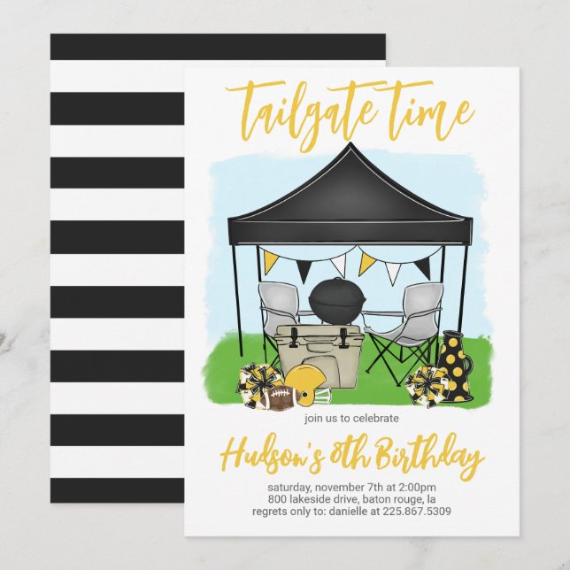 Tailgate Time Football Birthday Invitation (Front/Back)