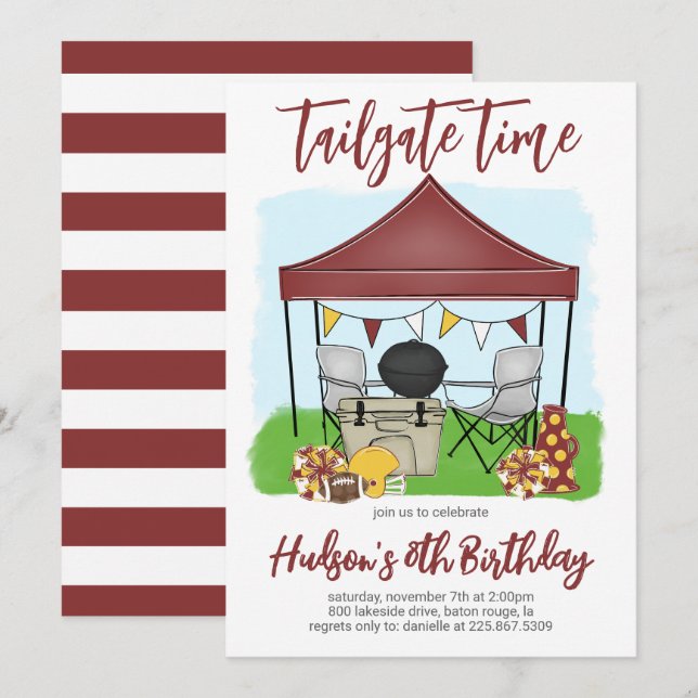 Tailgate Time Football Birthday Invitation (Front/Back)