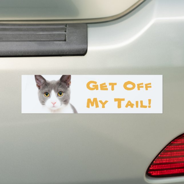 Tailgating Whimsical "Get Off My Tail" Cat Bumper Sticker (On Car)