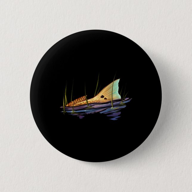 Tailing Redfish Red Drum Fish Shirt Redfish Tail  2 Inch Round Button (Front)