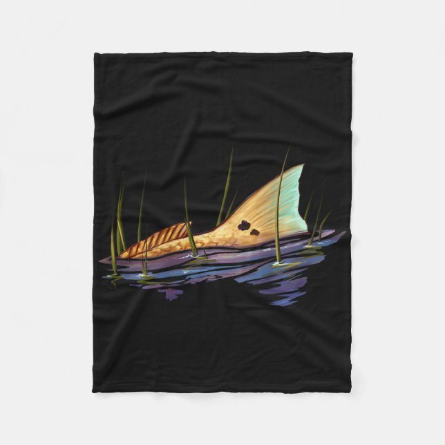 Tailing Redfish Red Drum Fish Shirt Redfish Tail  Fleece Blanket (Front)