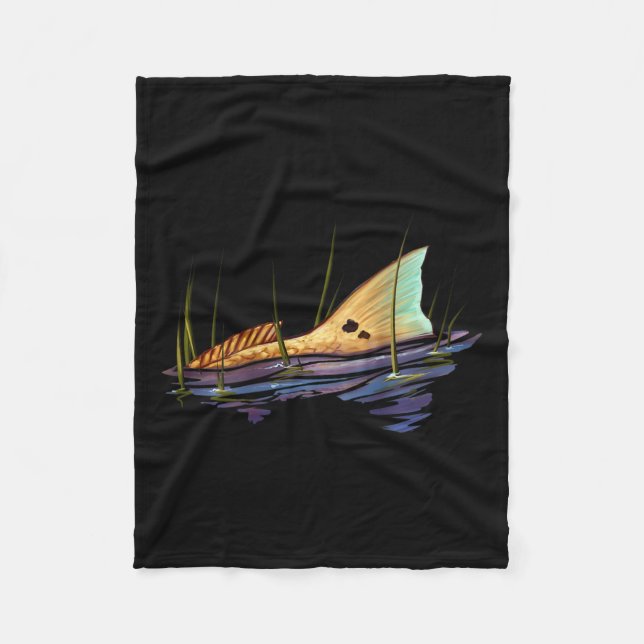 Tailing Redfish Red Drum Fish Shirt Redfish Tail  Fleece Blanket (Front)