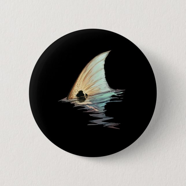 Tailing Redfish Redfish Tail Red Drum Fish Shirt  2 Inch Round Button (Front)