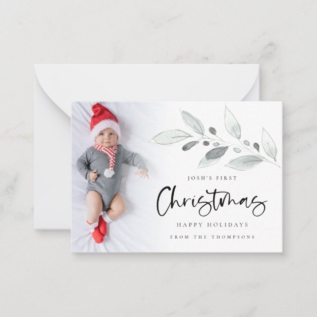 Taille mini | 1er Noël Baby Carte photo personnali (Devant)