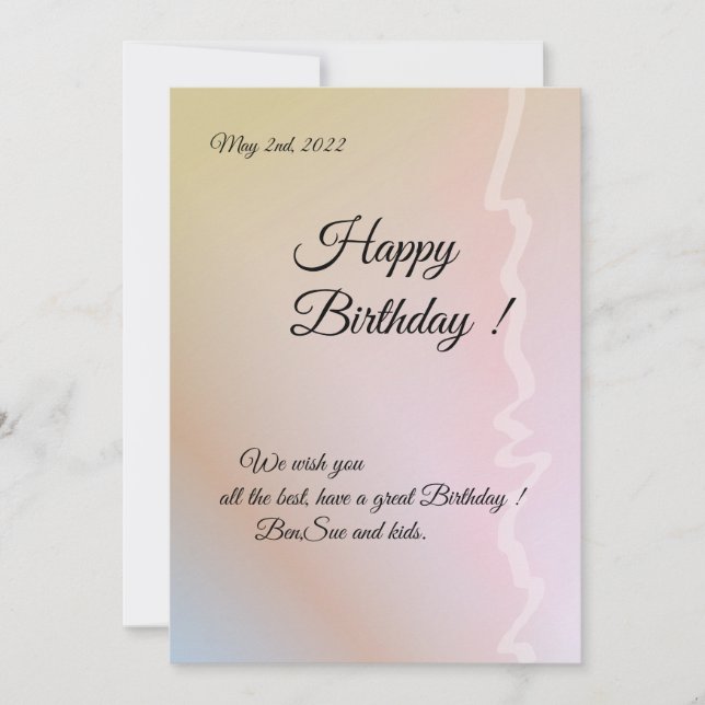 Taille standard Carte d'anniversaire, Pastel Altra (Devant)