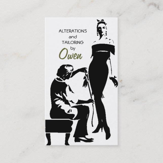 Tailor, Alterations, Tailoring, Seamstress, Tailor Business Card (Front)