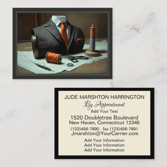 Tailor, Carte de visite Seamstress (Devant / Derrière)
