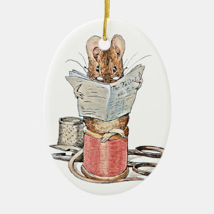 Tailor Mouse on Spool of Thread Ceramic Ornament