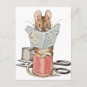 Tailor Mouse on Spool of Thread Postcard