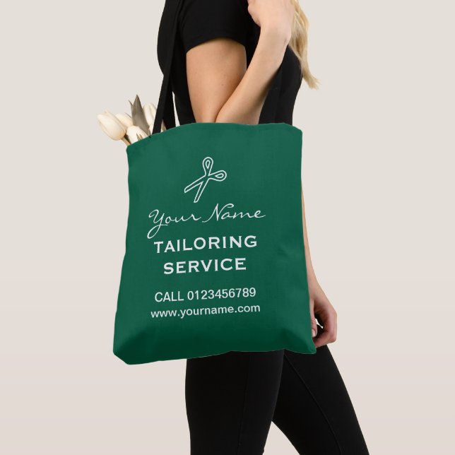 Tailor service shoulder bag with business logo (Close Up)