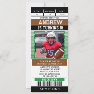 Tailored American Football Ticket with photo Invitation
