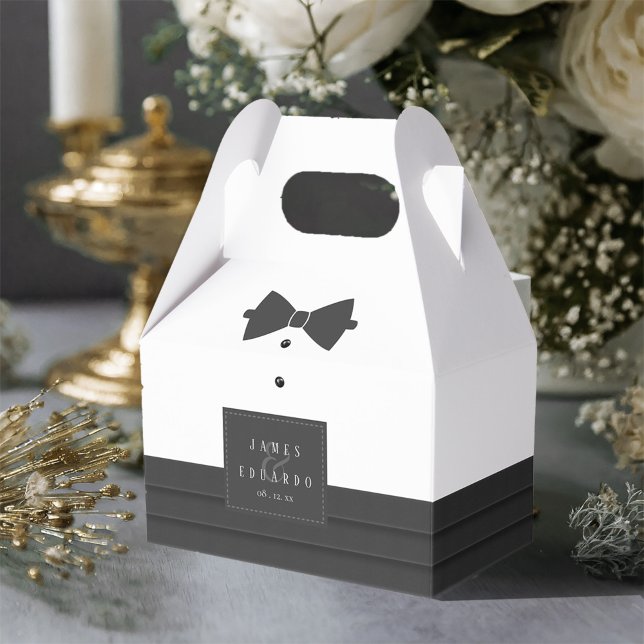 Tailored Black Bow Tie Wedding ID1090 Favor Box (Creator Uploaded)