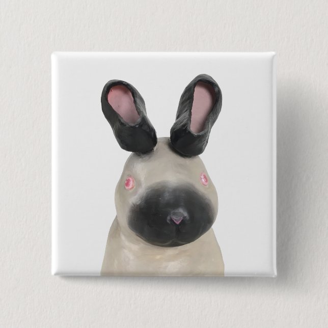 Tailored Rabbit 2 Inch Square Button (Front)