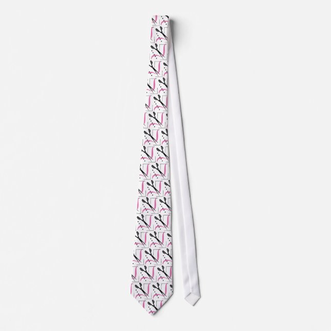 Tailor's Fun Pink and Black Scissors and Thread Tie (Front)