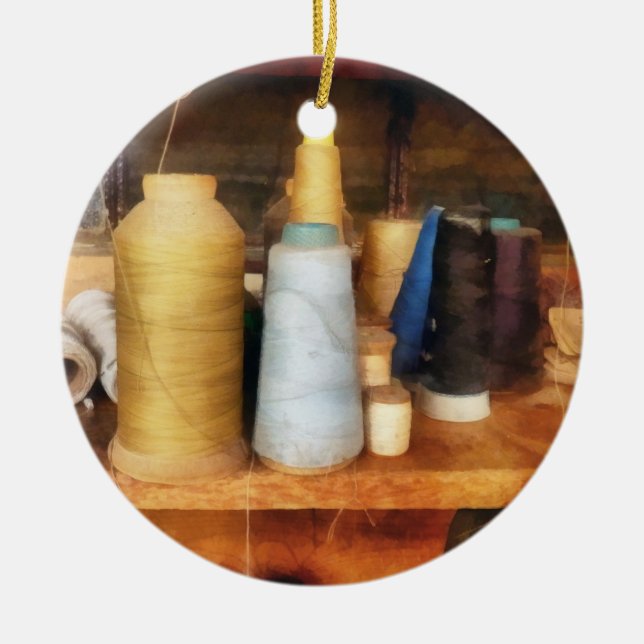 Tailor's Thread Ceramic Ornament (Front)