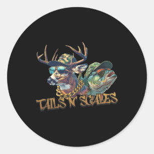 Tails N Scales Funny Hunting Father Day Love Fishi Classic Round Sticker