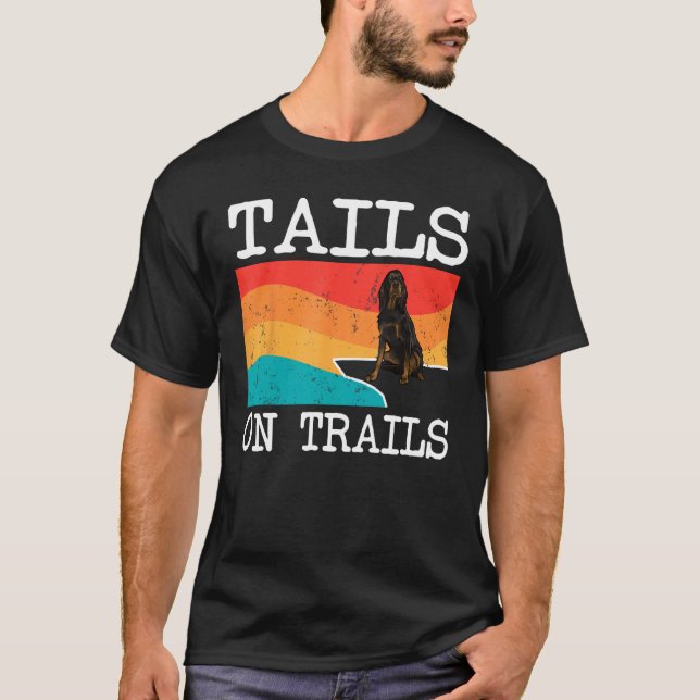 Tails On Trails Gordon Setter Dog Funny Hiking 1 T-Shirt (Front)