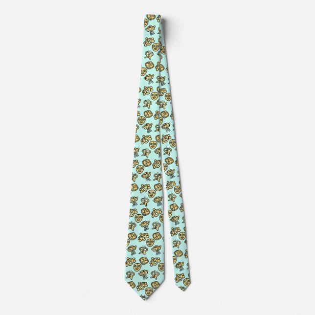 Taino masks tie aqua (Front)