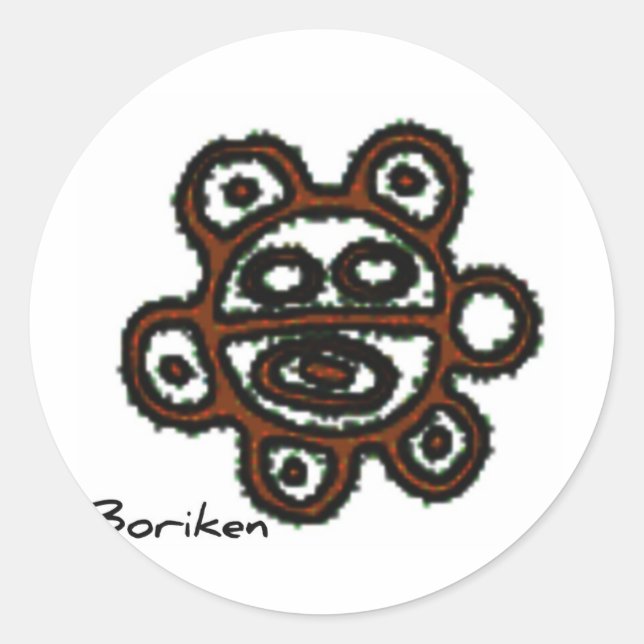Taino Sol Boriken Classic Round Sticker (Front)